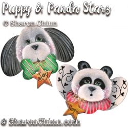 Puppy and Panda Starz Ornaments Painting Pattern - Sharon Chinn
