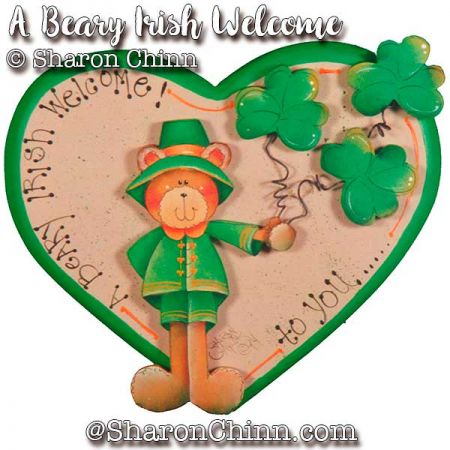 A Beary Irish Welcome Heart Painting Pattern - Sharon Chinn