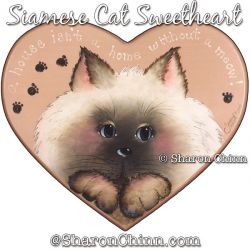 Siamese Cat Sweet Heart Painting Pattern BY PDF DOWNLOAD- Sharon Chinn