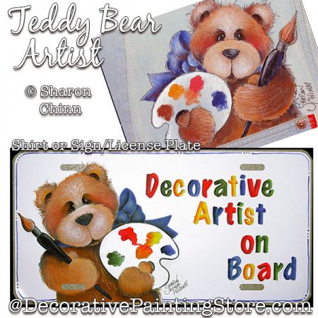 Teddy Artist License Plate & Shirt Painting Pattern - Sharon Chinn