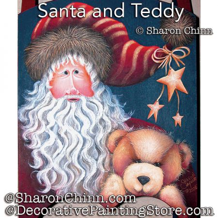 Santa & Teddy Sled Painting Pattern - Sharon Chinn