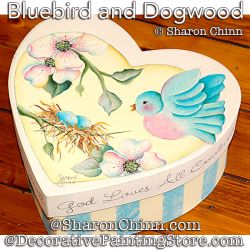 Bluebird & Dogwood Heart Box Painting Pattern - Sharon Chinn