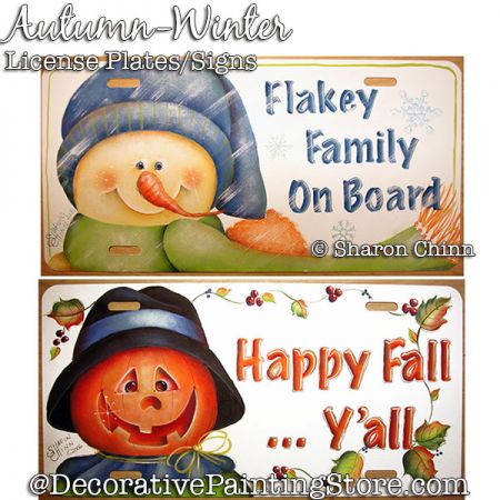 Autumn & Winter License Plate Painting Pattern - Sharon Chinn