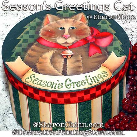 Seasons Greetings Cat Box Painting Pattern - Sharon Chinn