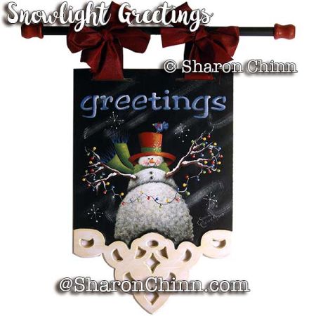 Snowlight Greetings Banner Painting Pattern - Sharon Chinn