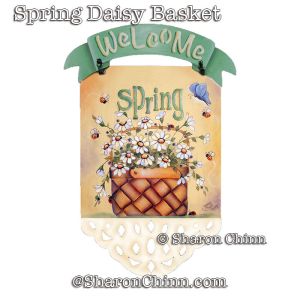 Spring Daisy Basket Banner Painting Pattern - Sharon Chinn