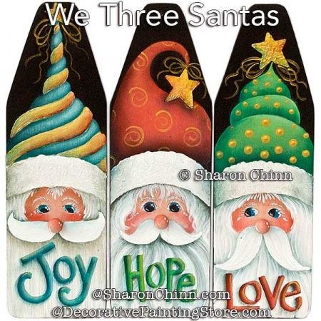 We Three Santas Mini Ironing Board Ornaments Painting Pattern - Sharon Chinn