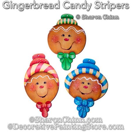 Gingerbread Candy Stripers Ornaments Painting Pattern - Sharon Chinn