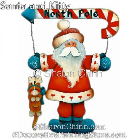 Santa and Kitty Painting Pattern - Sharon Chinn