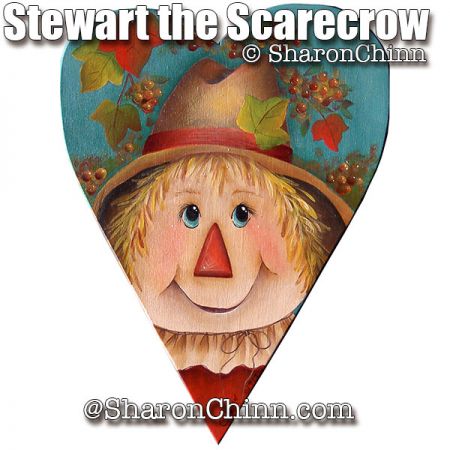 Stewart the Scarecrow Prim Heart Painting Pattern - Sharon Chinn