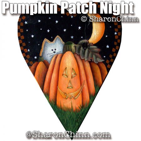 Pumpkin Patch Night Primitive Heart Painting Pattern - Sharon Chinn