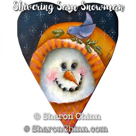 Shivering Sam Snowman Prim Heart ePattern - Sharon Chinn
