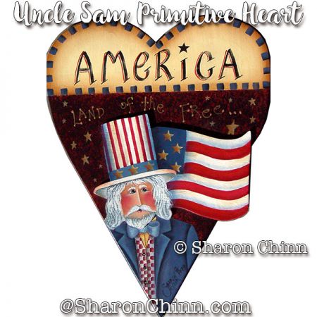 Uncle Sam Primitive Heart Painting Pattern - Sharon Chinn