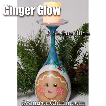 Ginger Glow Candle Pedestal Painting Pattern - Sharon Chinn