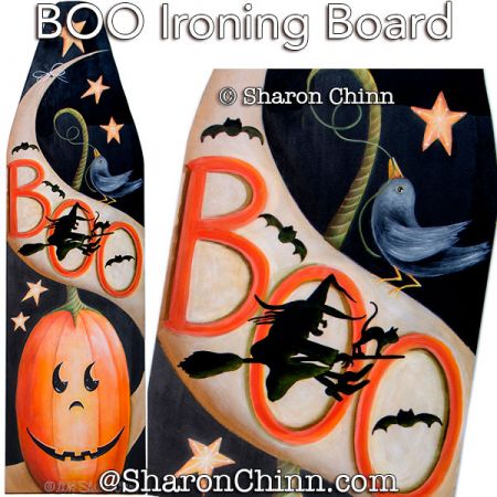 BOO Small Ironing Board Painting Pattern BY PDF DOWNLOAD - Sharon Chinn