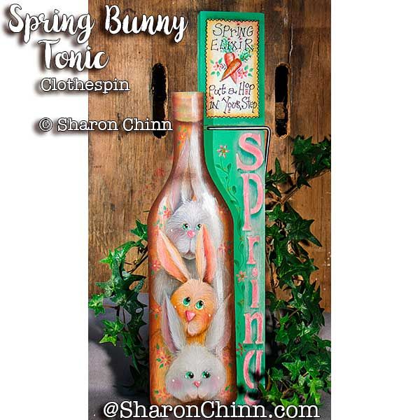 Spring Bunny Tonic Painting Pattern - Sharon Chinn