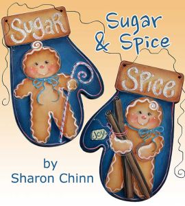Sugar and Spice Ginger Mitten Ornaments Painting Pattern - Sharon Chinn