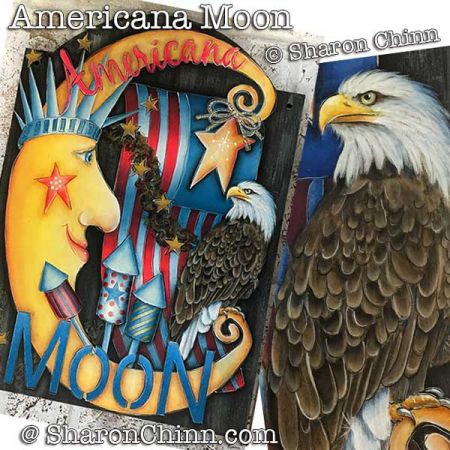 Americana Moon Banner Painting Pattern - Sharon Chinn