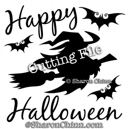 Happy Halloween Witch Silhouette Cutting File - Sharon Chinn