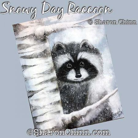 Snowy Day Raccoon Painting Pattern BY PDF DOWNLOAD- Sharon Chinn