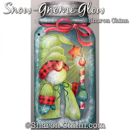 Snow-Gnome Glow Mason Jar Painting Pattern By PDF Download - Sharon Chinn