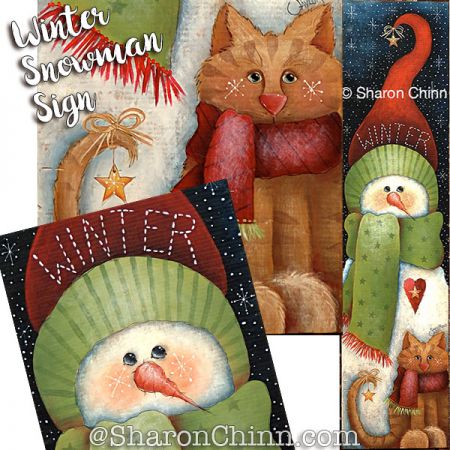 Winter Snowman Sign Painting Pattern - Sharon Chinn
