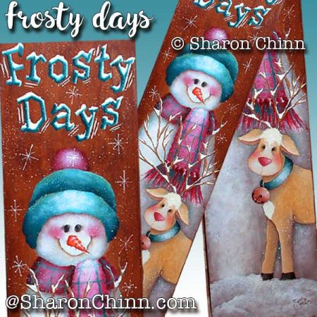 Frosty Days Snowman Sign Painting Pattern - Sharon Chinn