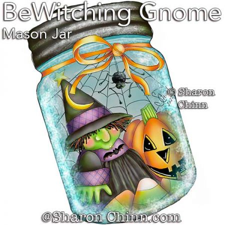 BeWitching Gnome Mason Jar Painting Pattern BY DOWNLOAD - Sharon Chinn