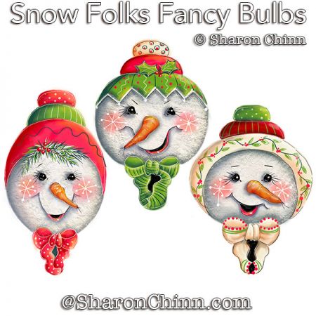 Snow Folks Fancy Bulb Ornaments Painting Pattern - Sharon Chinn