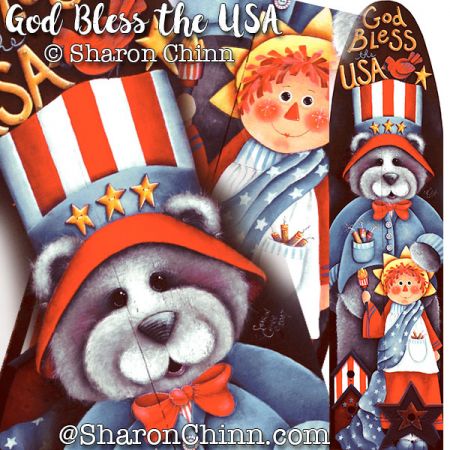 God Bless the USA Ironing Board Painting Pattern - Sharon Chinn