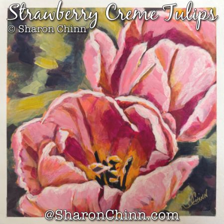 Strawberry Creme Tulips Painting Pattern with Video - Sharon Chinn