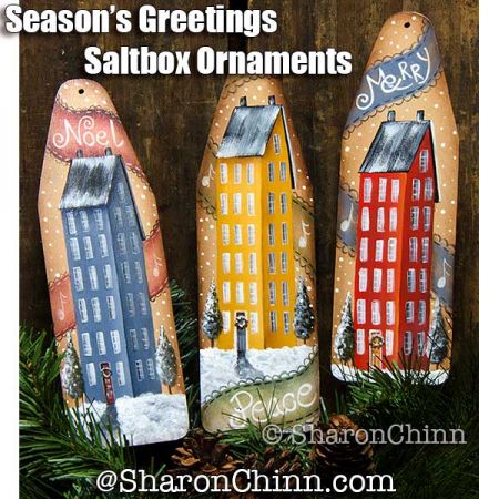 Seasons Greetings Saltbox Ornaments Painting Pattern - Sharon Chinn
