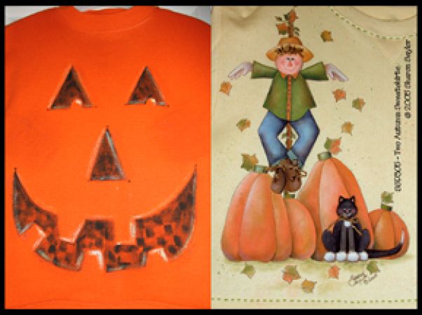 Scarecrow and Pumpkin Sweatshirts Painting Pattern - Sharon Chinn