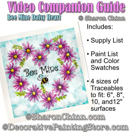 Video Companion PDF - Bee Mine Pink Daisy Heart Wreath